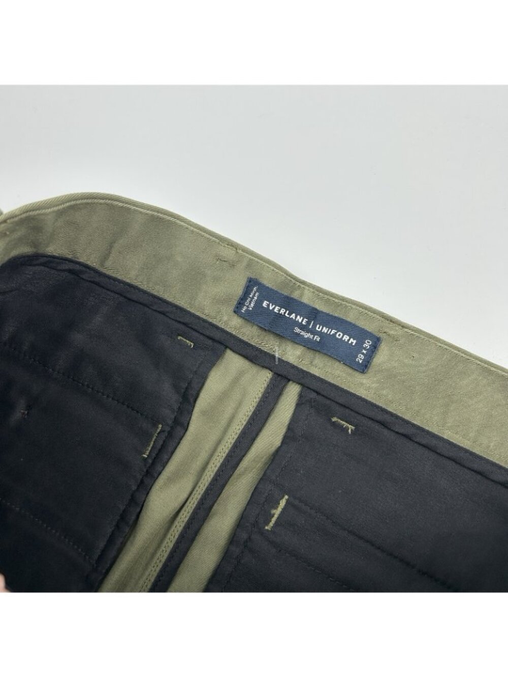 New Men’s Everlane Performance Chino Straight Olive green Pants size 29 x 28 NWT - Picture 8 of 11